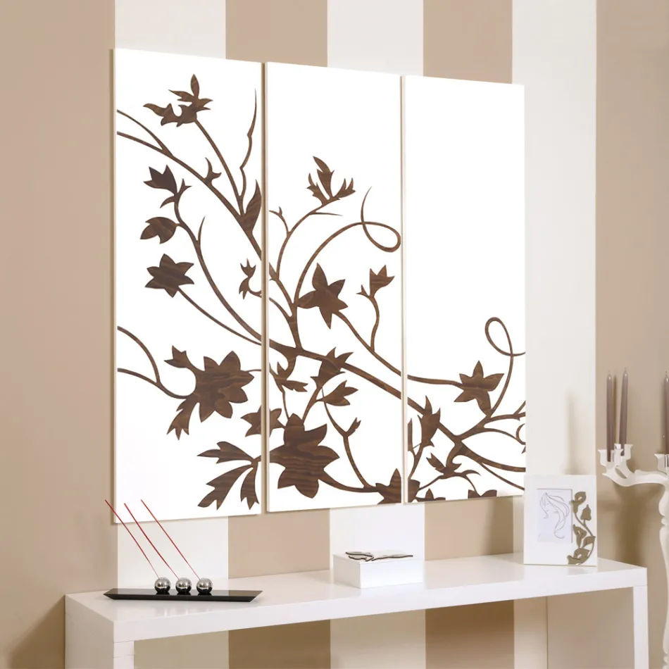 Kompozycja 3 paneli przedstawiająca gałąź z liśćmi Made in Italy - Ashton Viadurini