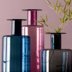 Kompozycja 3 dekoracyjnych wazonów z dymionego, niebieskiego i ametystowego szkła - Infinity Viadurini