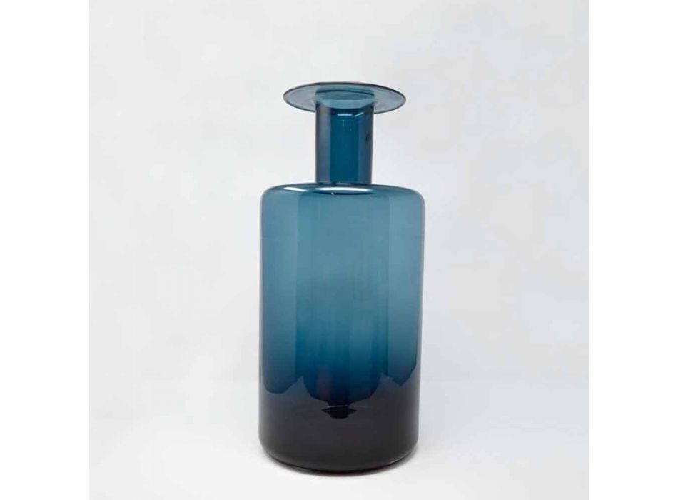 Kompozycja 3 dekoracyjnych wazonów z dymionego, niebieskiego i ametystowego szkła - Infinity Viadurini