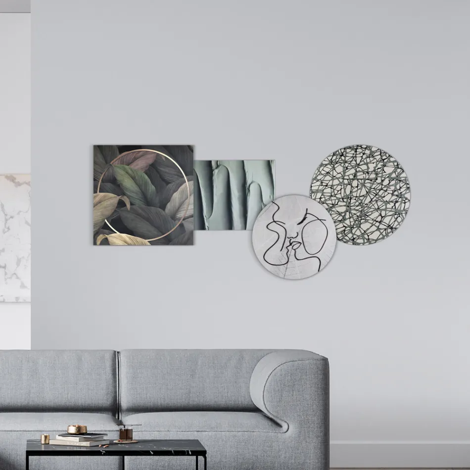 Kompozycja 4 Paneli ze Stylizacją Pocałunku Made in Italy - Kanna Viadurini