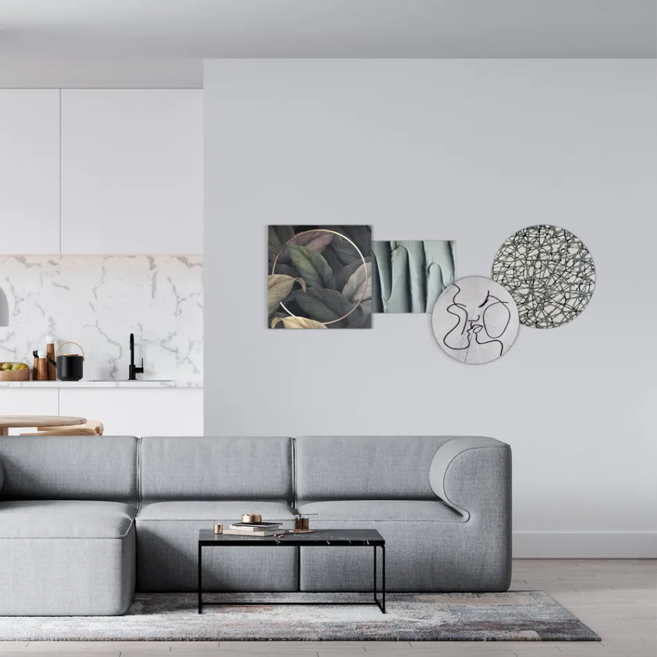 Kompozycja 4 Paneli ze Stylizacją Pocałunku Made in Italy - Kanna Viadurini