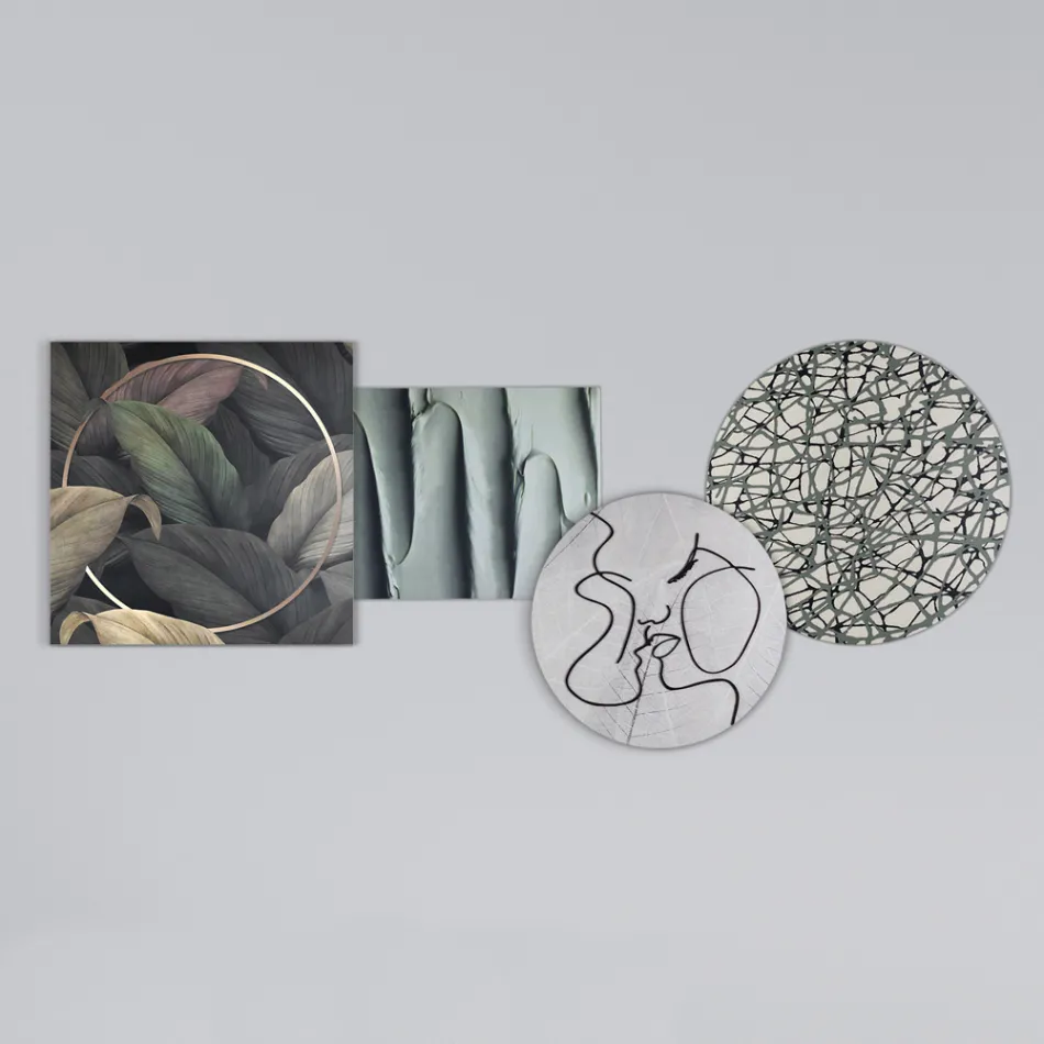 Kompozycja 4 Paneli ze Stylizacją Pocałunku Made in Italy - Kanna Viadurini