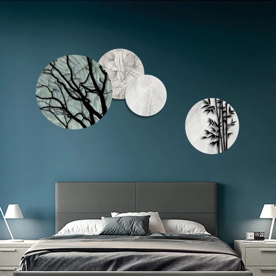 Kompozycja 4 Okrągłych Paneli Wykonanych Laserem Made in Italy - Maeko Viadurini