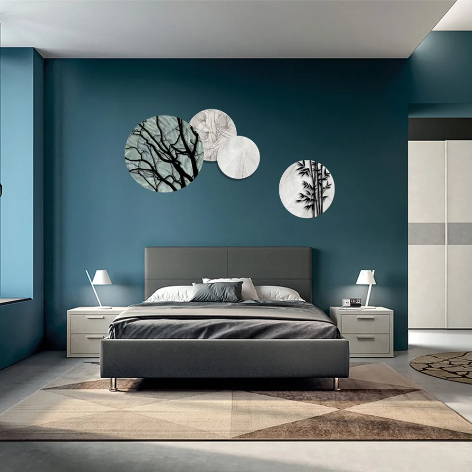 Kompozycja 4 Okrągłych Paneli Wykonanych Laserem Made in Italy - Maeko Viadurini