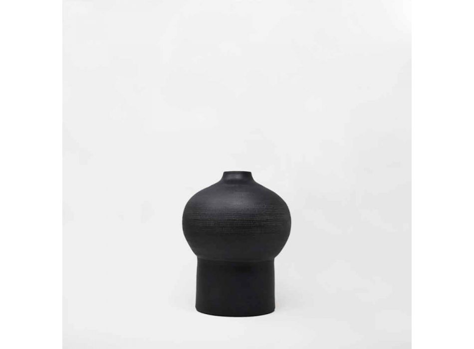 Kompozycja 4 dekoracyjnych wazonów z czarno-białej ceramiki - Calicanto Viadurini