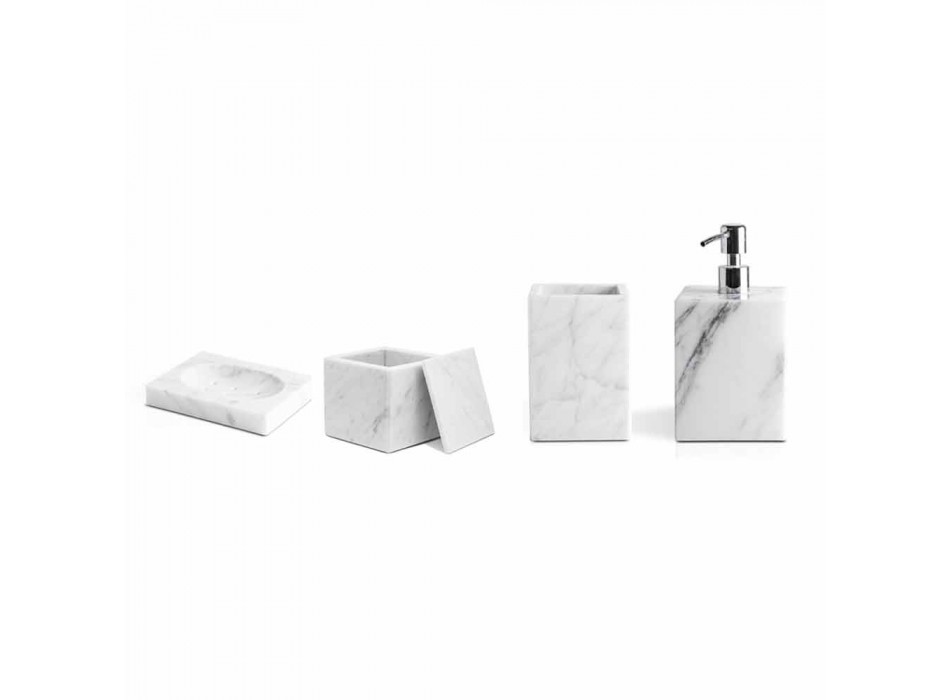 Kompozycja marmurowych akcesoriów łazienkowych Made in Italy, 4 sztuki - Deano Viadurini