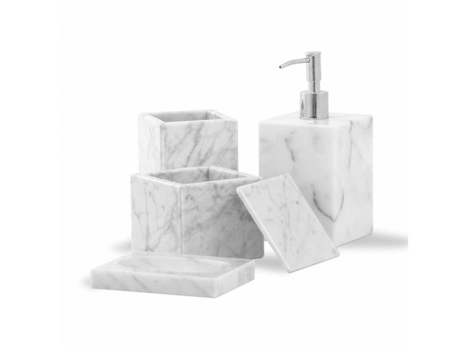 Kompozycja marmurowych akcesoriów łazienkowych Made in Italy, 4 sztuki - Deano Viadurini