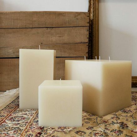 Kompozycja kwadratowych świec woskowych Made in Italy, 3 sztuki - Mondelle Viadurini