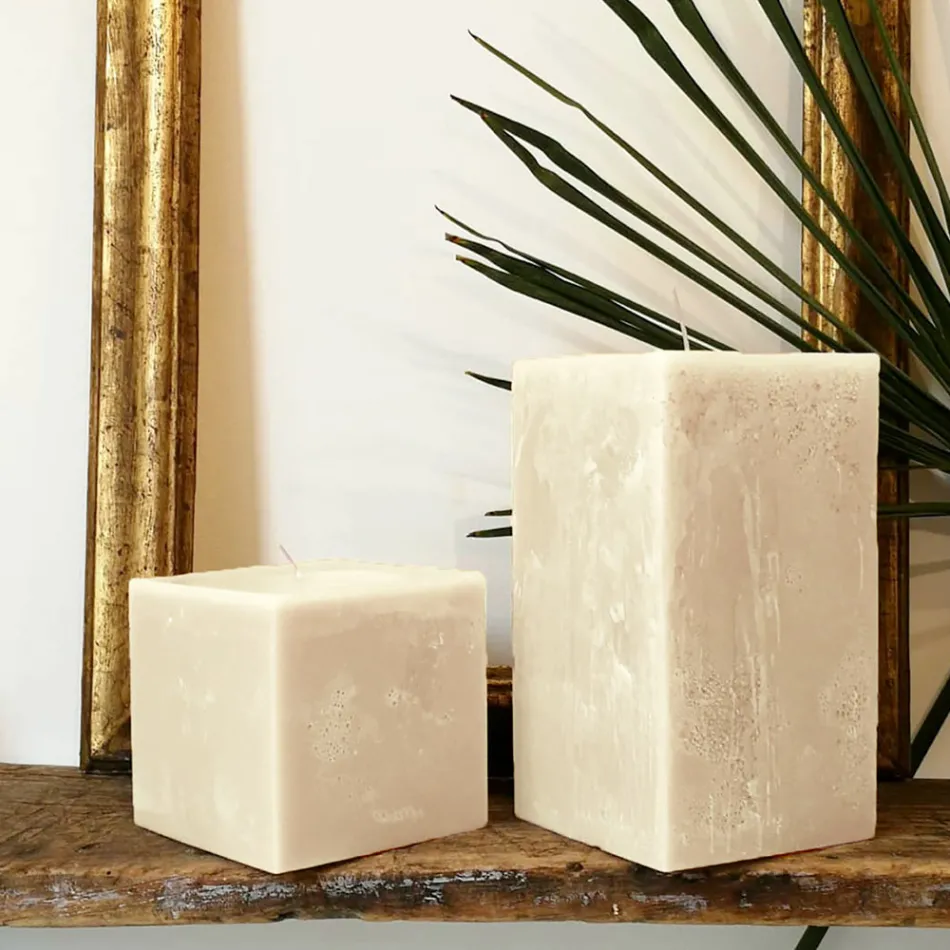 Kompozycja kwadratowych świec woskowych Made in Italy, 3 sztuki - Mondelle Viadurini