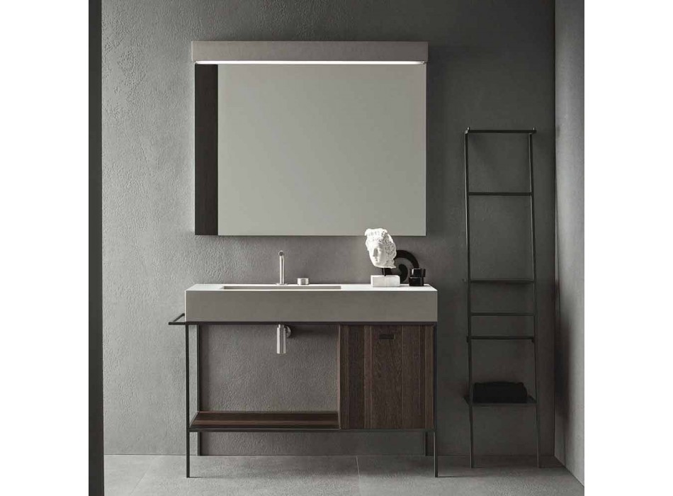 Kompozycja ręcznie wykonanych mebli do nowoczesnej łazienki na ziemi - Farart3 Viadurini