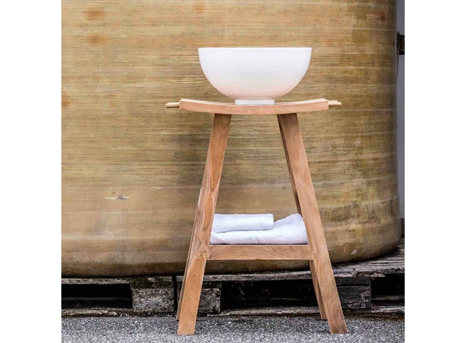 Kompozycja mebli łazienkowych z litego drewna tekowego o nowoczesnym designie - Azina Viadurini