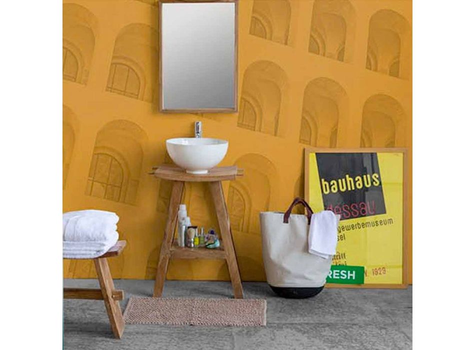 Kompozycja mebli łazienkowych z litego drewna tekowego o nowoczesnym designie - Azina Viadurini