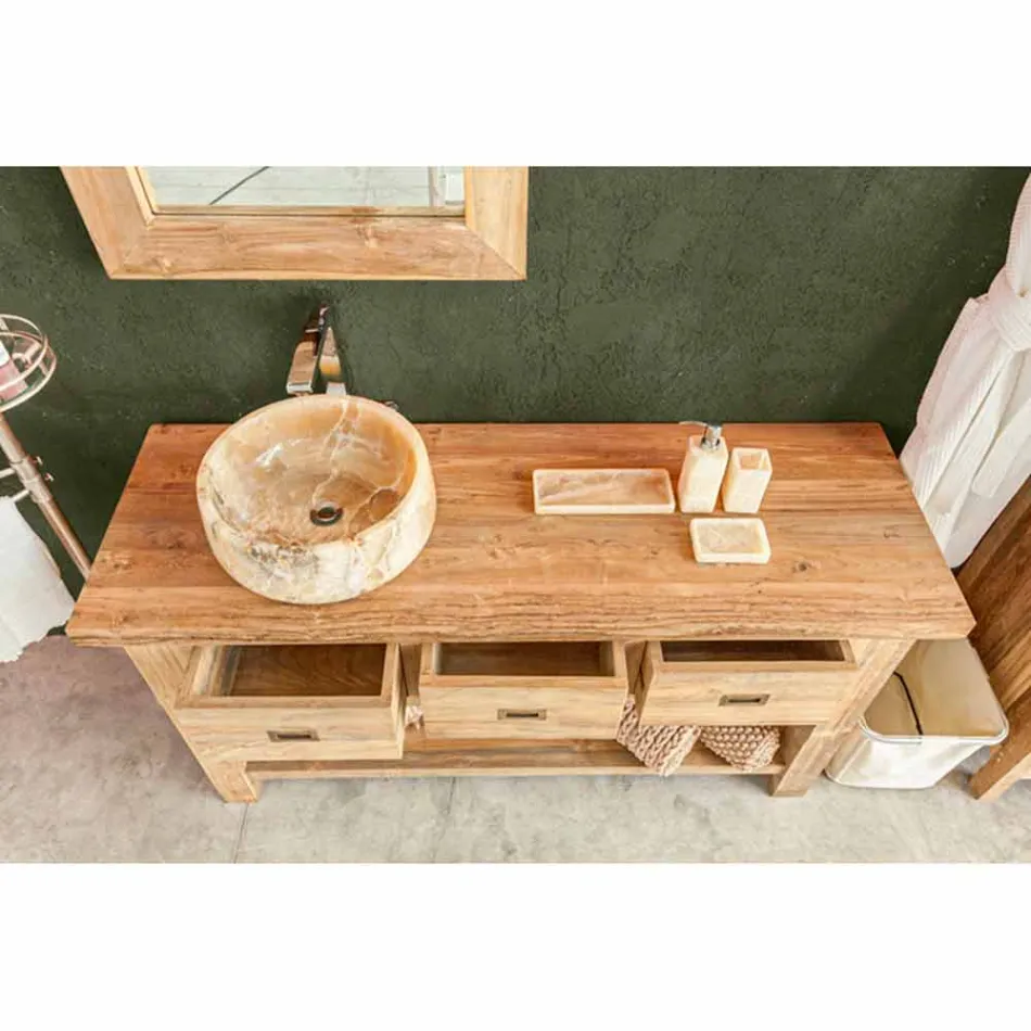 Kompozycja nowoczesnych mebli łazienkowych z litego drewna tekowego - nocnik Viadurini