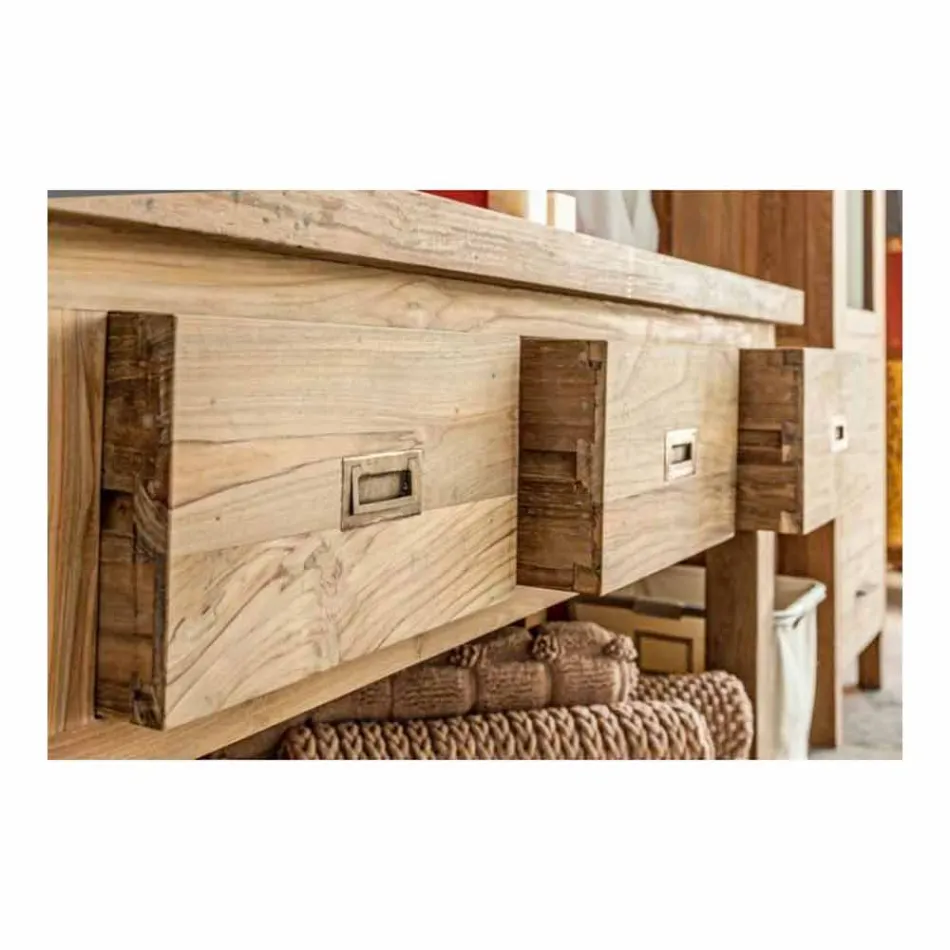 Kompozycja nowoczesnych mebli łazienkowych z litego drewna tekowego - nocnik Viadurini