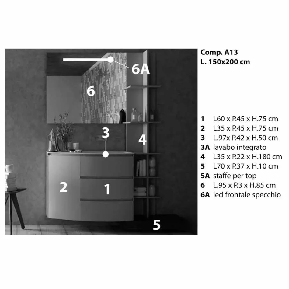 Kompozycja mebli do łazienki o nowoczesnym designie - Callisi13 Viadurini