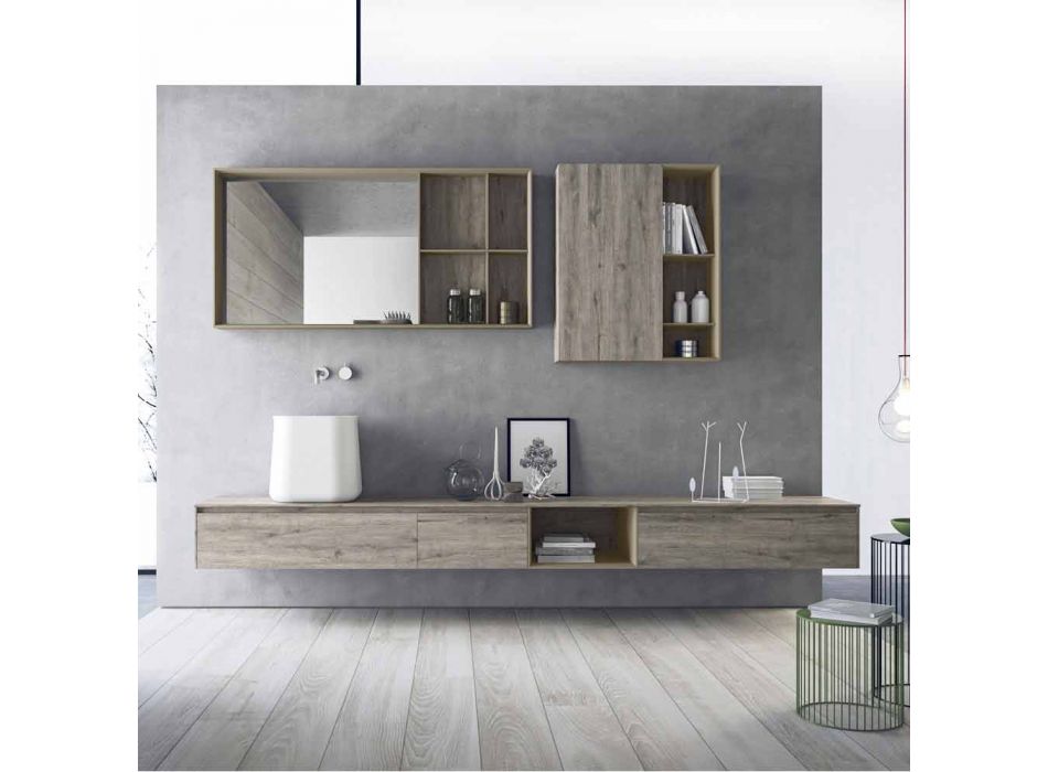 Kompozycja nowoczesnych mebli łazienkowych, podwieszana konstrukcja Made in Italy - Callisi6 Viadurini