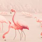 Kompozycja drewnianych obrazów z nadrukiem flamingów Made in Italy - Bahamy Viadurini