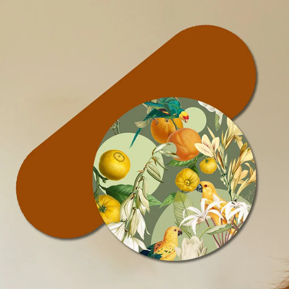 Kompozycja malarstwa drewnianego z nadrukiem papugi Made in Italy - Egipt Viadurini