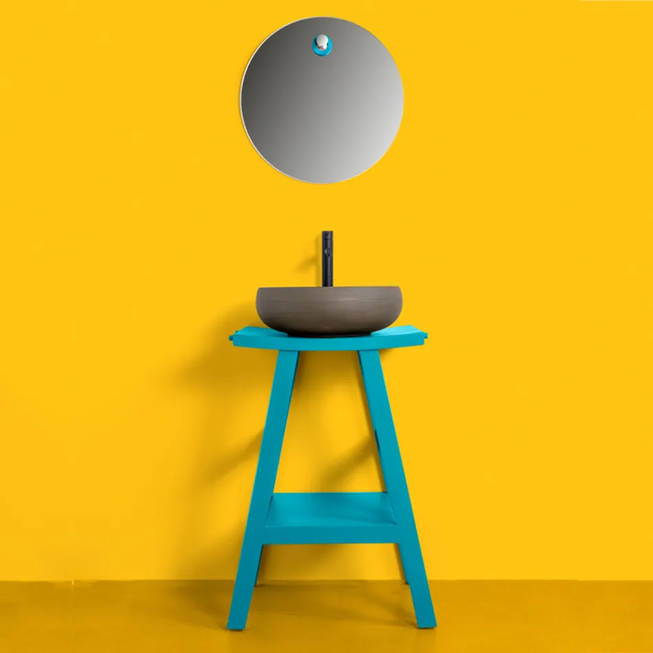 Wolnostojąca szafka łazienkowa Kompozycja Kolor niebieski z akcesoriami - Maryse Viadurini