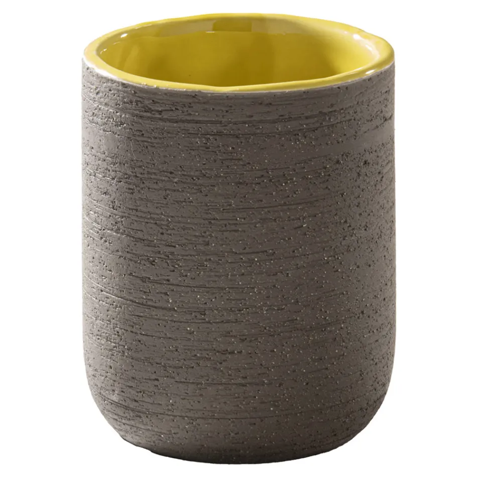 Kompozycja żółtej szafki łazienkowej z dołączonymi akcesoriami - Carolie Viadurini