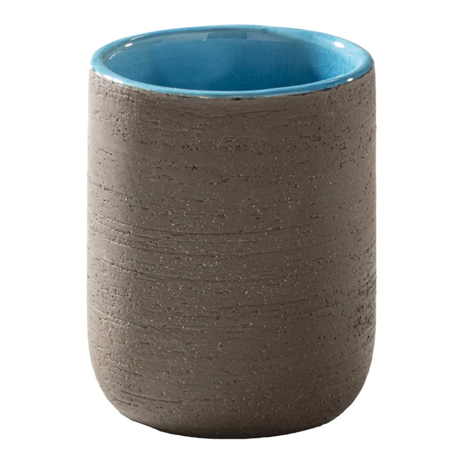 Kompozycja wolnostojącej szafki łazienkowej z niebieskimi dodatkami - Carolie Viadurini