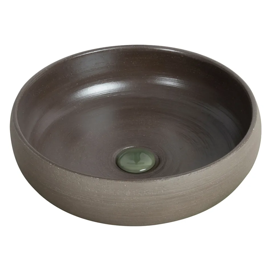 Kompozycja szafek łazienkowych z zieloną podłogą i emaliowane akcesoria - Maryse Viadurini