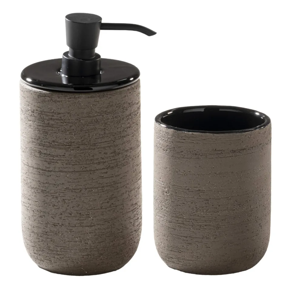 Czarna kompozycja szafek łazienkowych z dużą półką i akcesoriami - Patryk Viadurini