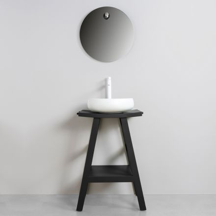 Czarna kompozycja szafki łazienkowej w komplecie z lustrem i akcesoriami - Maryse Viadurini