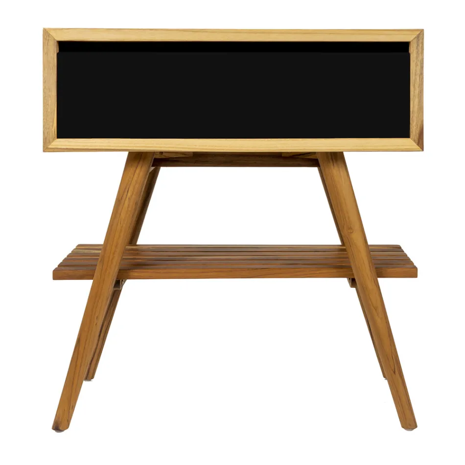 Kompozycja szafki łazienkowej z czarnym blatem z dołączonymi akcesoriami - Carolie Viadurini