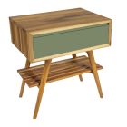 Kompozycja zielonej szafki łazienkowej z szafką z drewna tekowego i akcesoriami - Carolie Viadurini