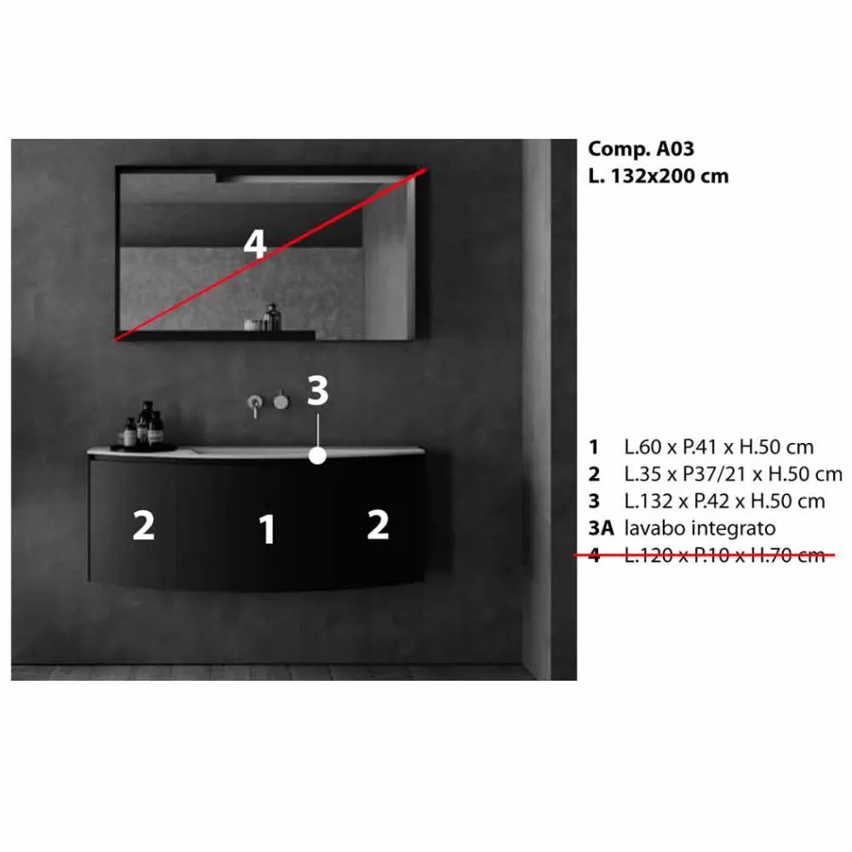 Nowoczesna podwieszana kompozycja mebli łazienkowych - Callisi3 Viadurini