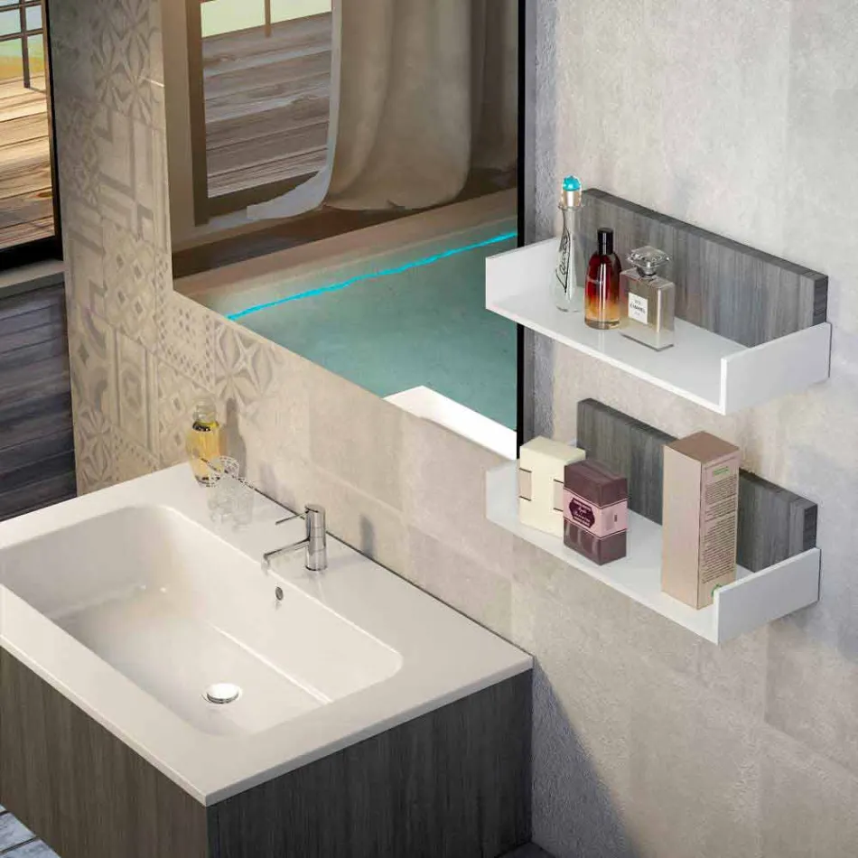 Kompozycja drewnianych mebli łazienkowych wyprodukowanych we Włoszech Forl . Viadurini