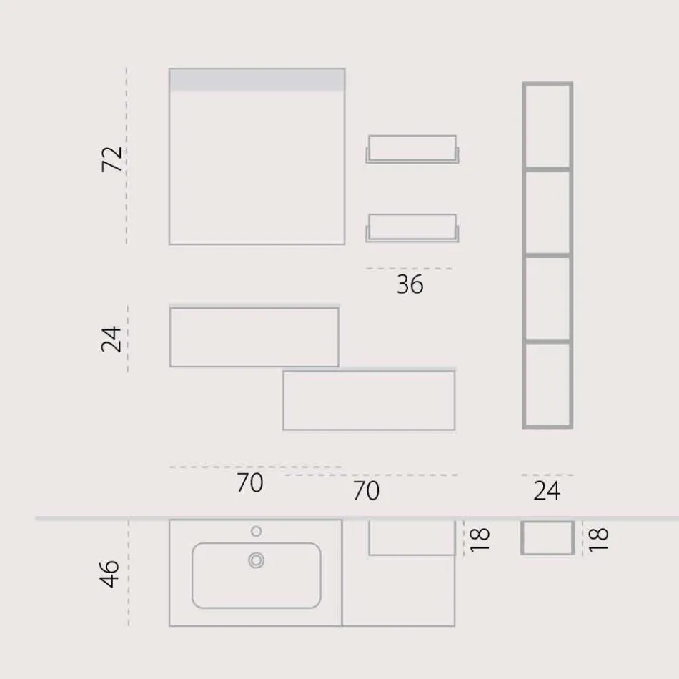 Kompozycja drewnianych mebli łazienkowych wyprodukowanych we Włoszech Forl . Viadurini