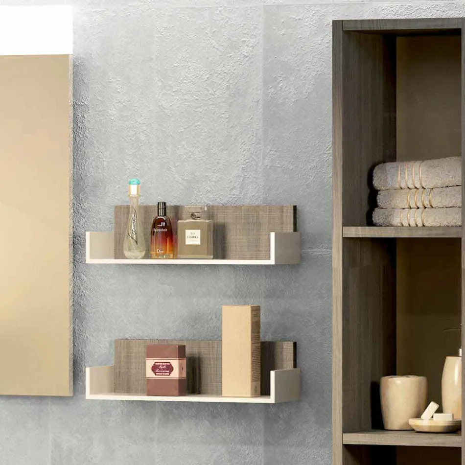 Kompozycja drewnianych mebli łazienkowych wyprodukowanych we Włoszech Forl . Viadurini