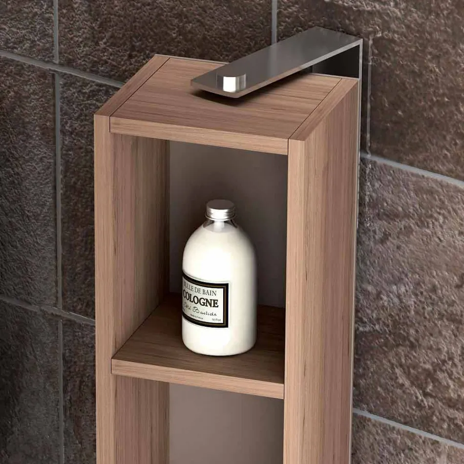 Kompozycja podwieszanych mebli łazienkowych w drewnie wykonanym we Włoszech Genua Viadurini