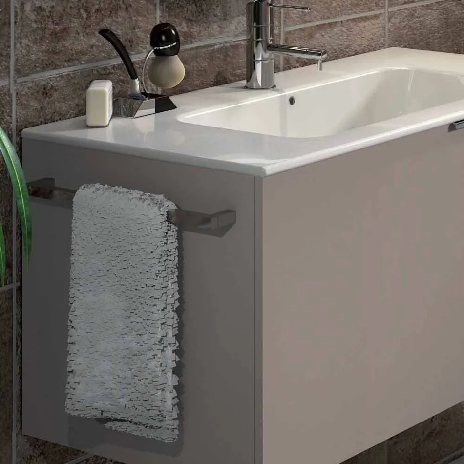 Kompozycja podwieszanych mebli łazienkowych w drewnie wykonanym we Włoszech Genua Viadurini