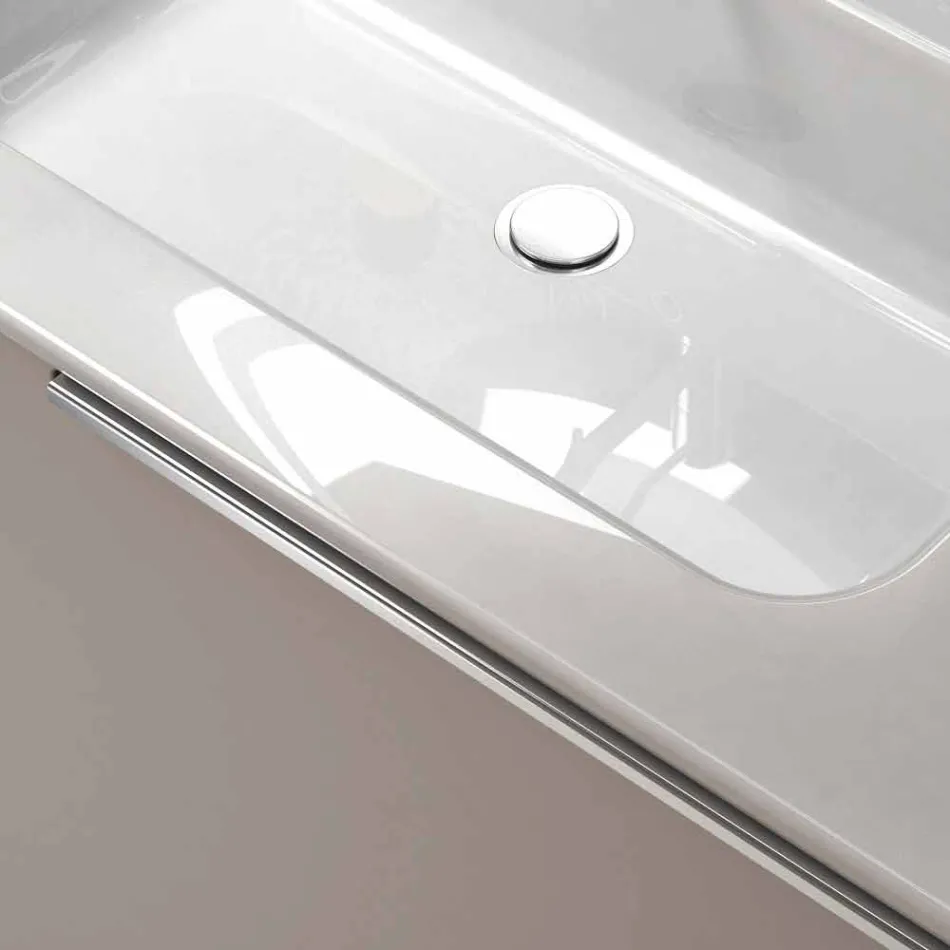 Kompozycja podwieszanych mebli łazienkowych w drewnie wykonanym we Włoszech Genua Viadurini