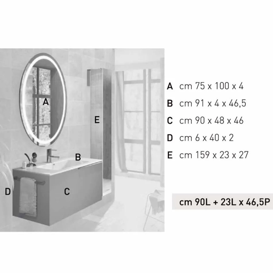 Kompozycja podwieszanych mebli łazienkowych w drewnie wykonanym we Włoszech Genua Viadurini