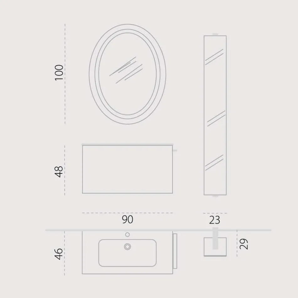 Kompozycja podwieszanych mebli łazienkowych w drewnie wykonanym we Włoszech Genua Viadurini