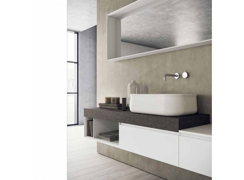 Nowoczesna i podwieszana kompozycja designerskich mebli łazienkowych - Callisi2 Viadurini