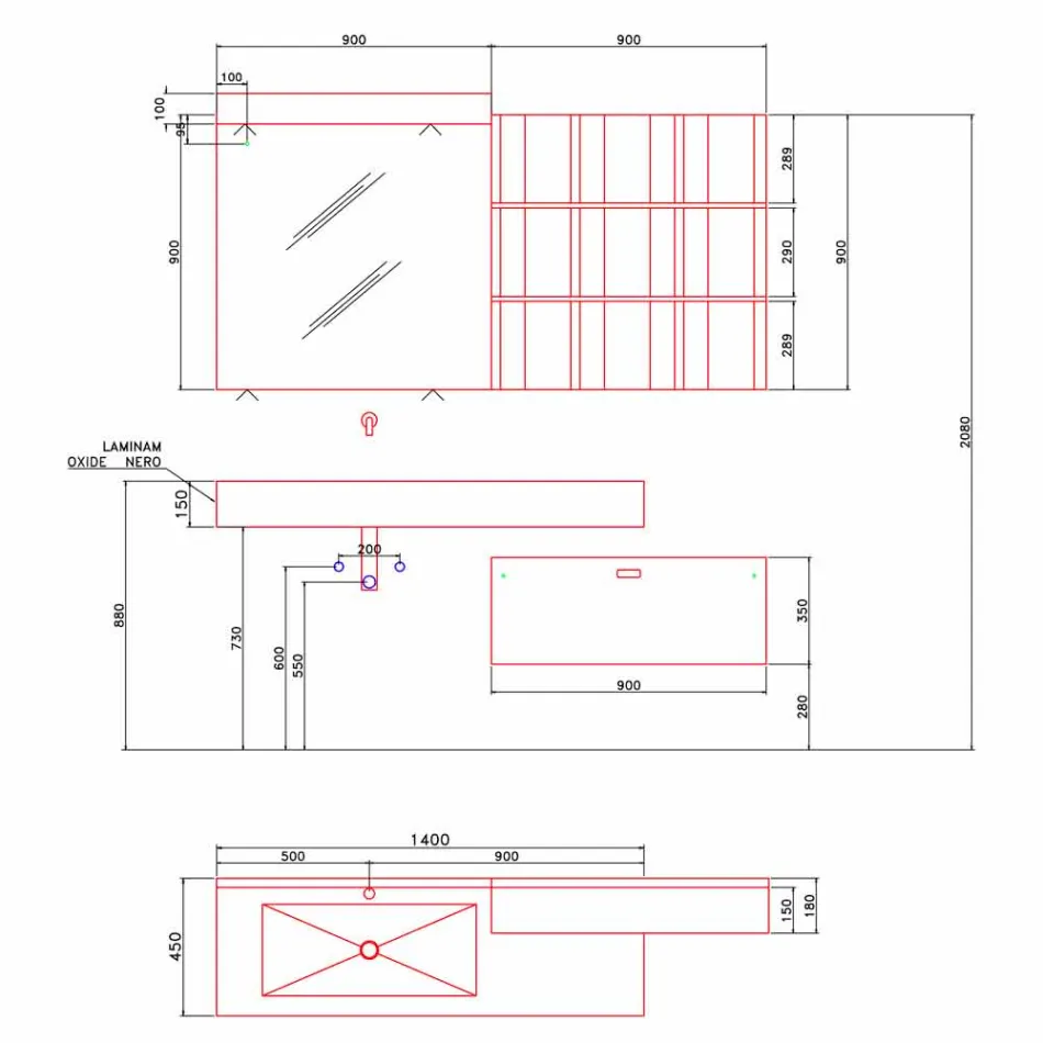 Kompozycja do podwieszanej łazienki i nowoczesny design Made in Italy - Farart9 Viadurini