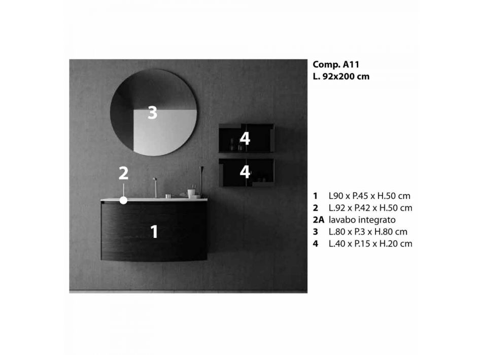Kompozycja do podwieszanej łazienki o nowoczesnym designie Made in Italy - Callisi11 Viadurini