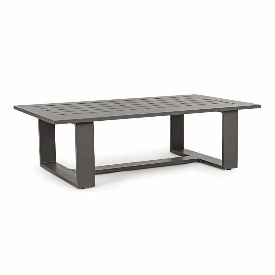 Kompozycja do salonu na zewnątrz z aluminium z poduszkami z tkaniny - Yoshi Viadurini