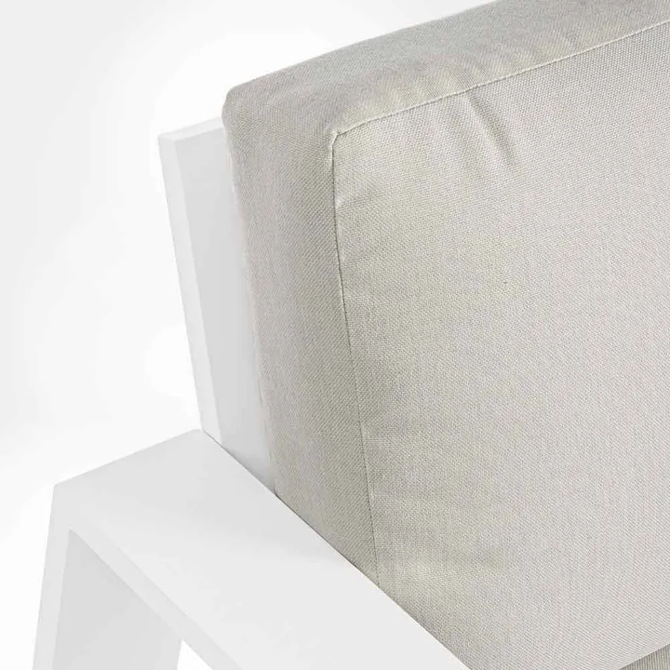 Kompozycja do salonu na zewnątrz z aluminium z poduszkami z tkaniny - Yoshi Viadurini