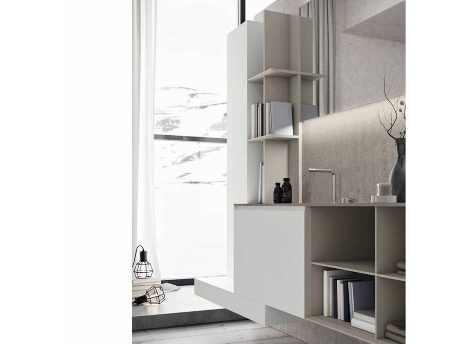 Zawieszona kompozycja mebli łazienkowych o nowoczesnym designie Made in Italy - Callisi15 Viadurini