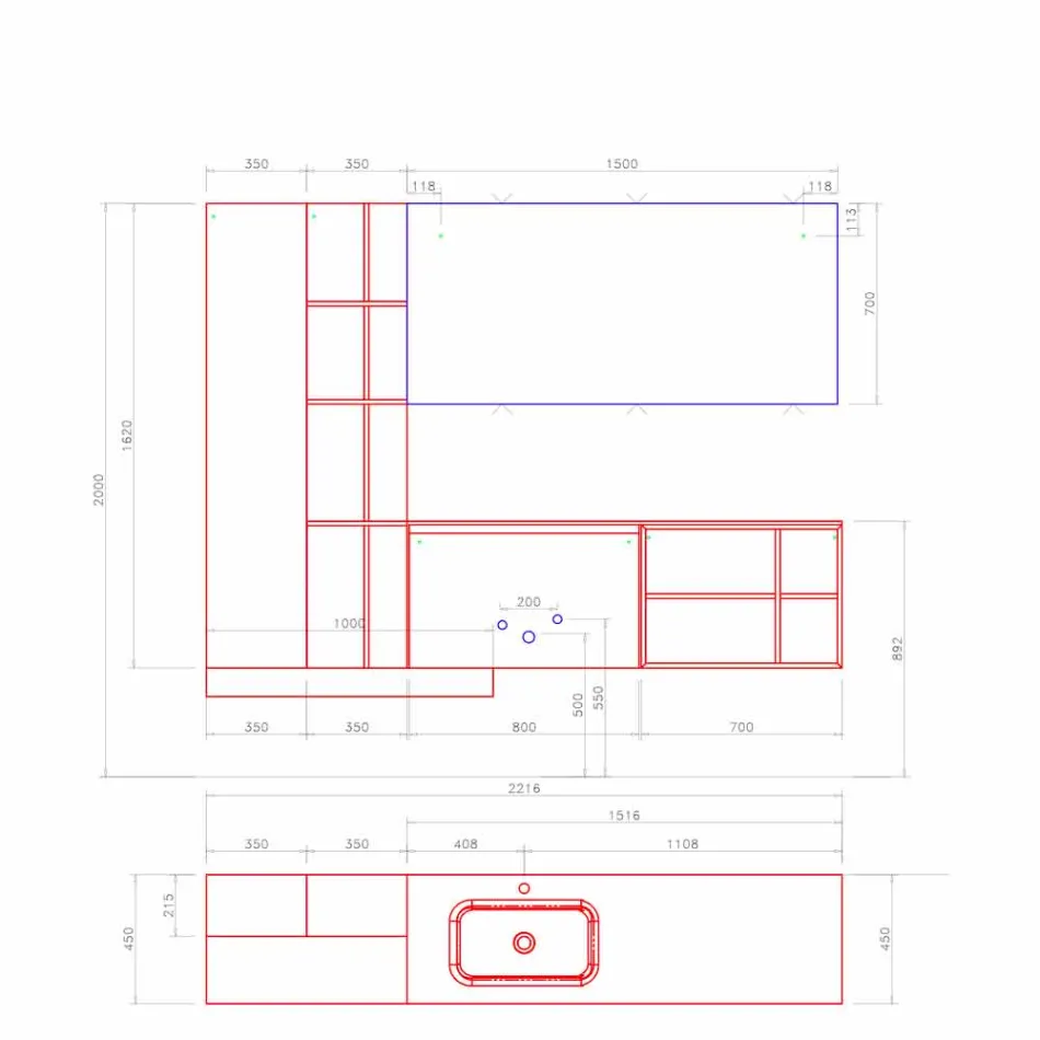 Zawieszona kompozycja mebli łazienkowych o nowoczesnym designie Made in Italy - Callisi15 Viadurini