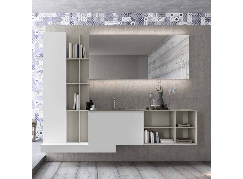 Zawieszona kompozycja mebli łazienkowych o nowoczesnym designie Made in Italy - Callisi15 Viadurini