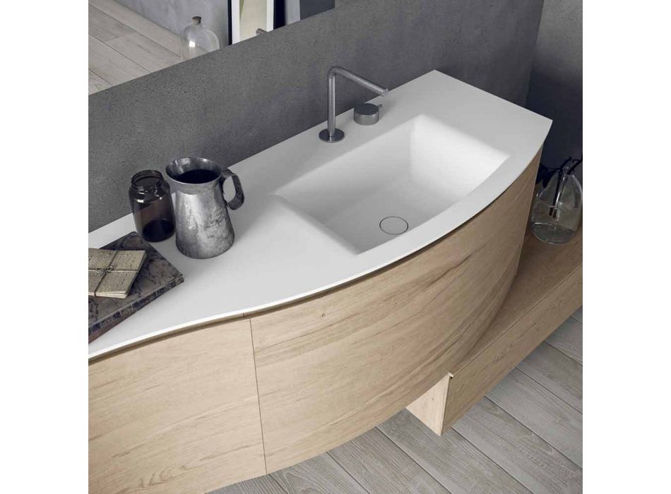 Zawieszona i nowoczesna kompozycja do łazienki, wykonana we Włoszech Design - Callisi4 Viadurini