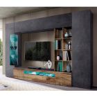 Kompozycja mebli i szafki telewizyjnej Salon w projektowaniu ścian drewnianych - Ciancia Viadurini
