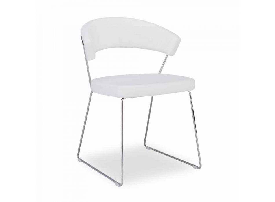 Connubia New York Calligaris krzesło w nowoczesnym skóry projektowej, 2 szt Viadurini